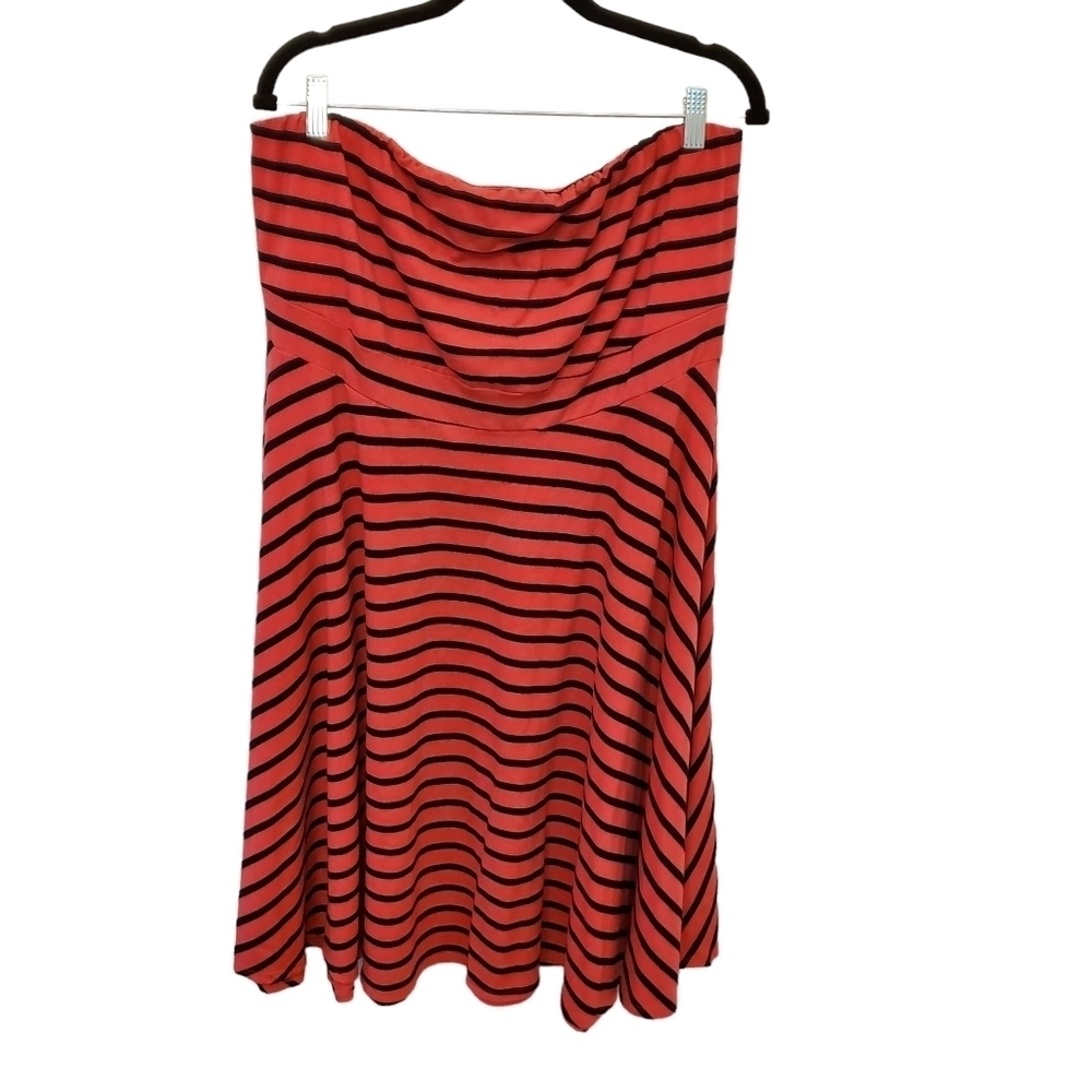 Torrid Size 2 Red Striped Stretchy Knit Fit and Flare Dress